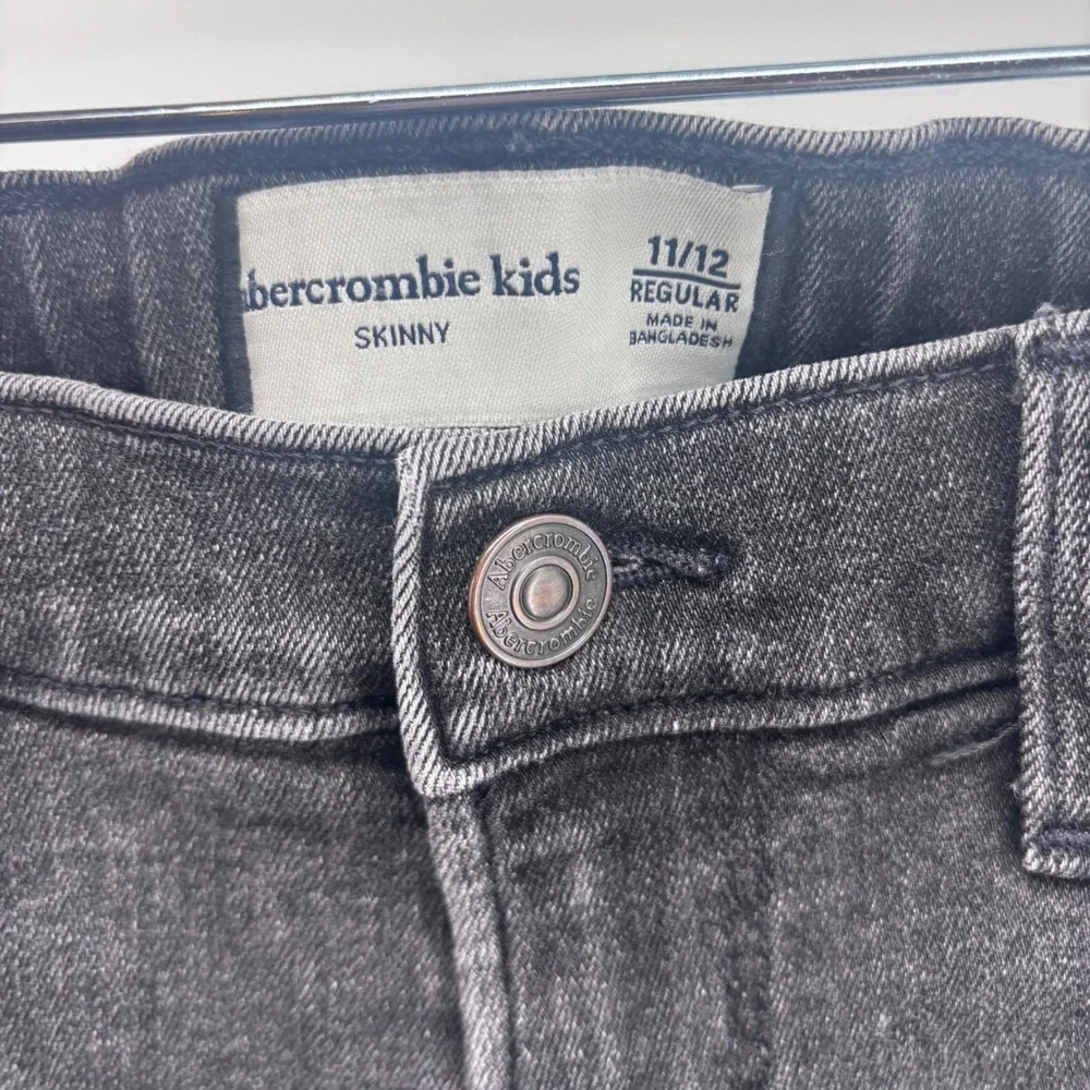 Abercrombie Kids Black Wash Skinny Jeans Adjustable Waistband Size 11/12 Regular